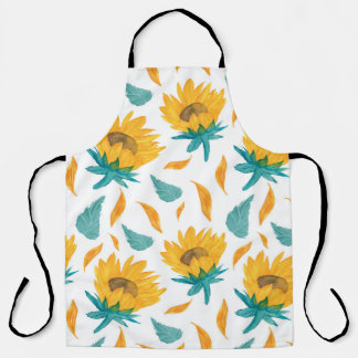 Tablier Fleurs de soleil d'aquarelle : Impression botaniqu