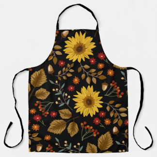 Tablier Fleurs de soleil d'automne : Arrière - plan noir d