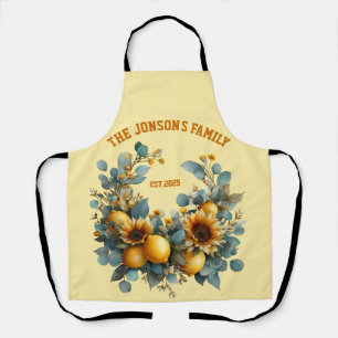Tablier Fleurs de soleil et citrons d'automne Décor famili