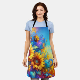 Tablier Fleurs de soleil surréalistes