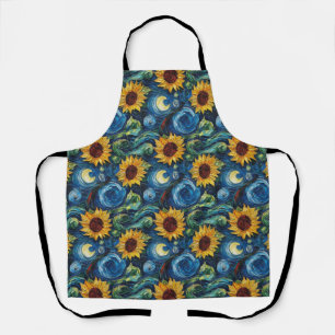 Tablier Fleurs de soleil Van Gogh et nuit étoilée