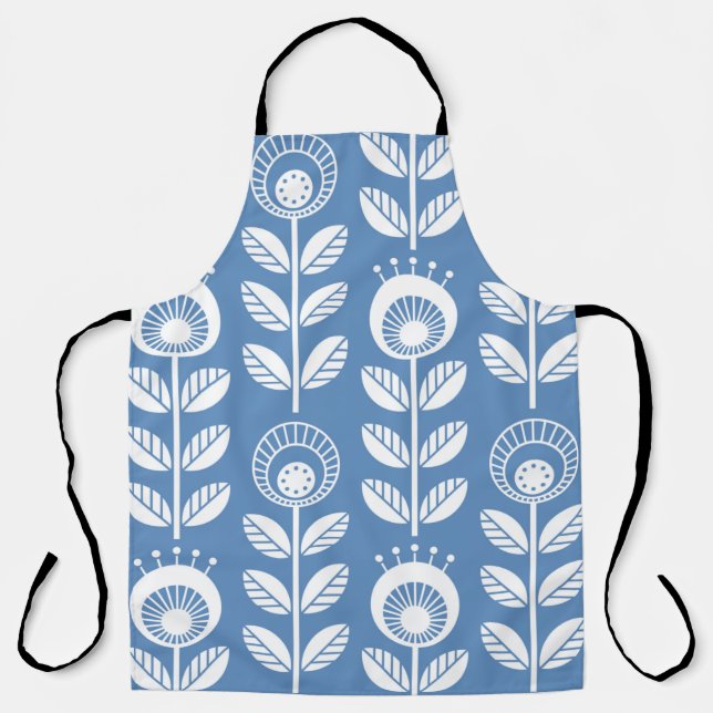Tablier Fleurs de style folk scandinave - fleurs florales  (Recto)