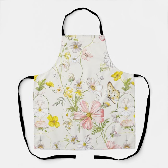 Tablier fleurs délicates avec papillon à la chinoise (Recto)