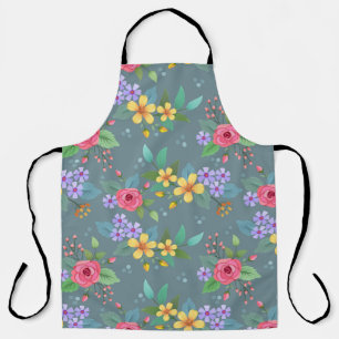 Tablier Fleurs dessinées à la main colorée motif design vi
