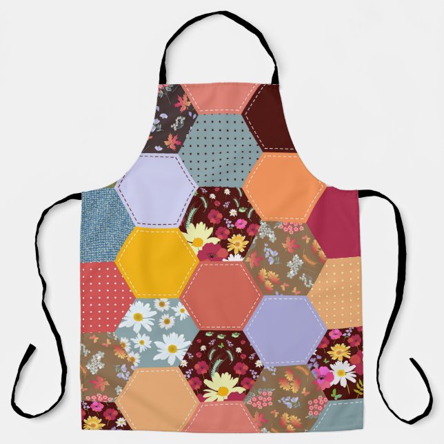Tablier Fleurs d'hexagone colorées Design de revêtement (Recto)