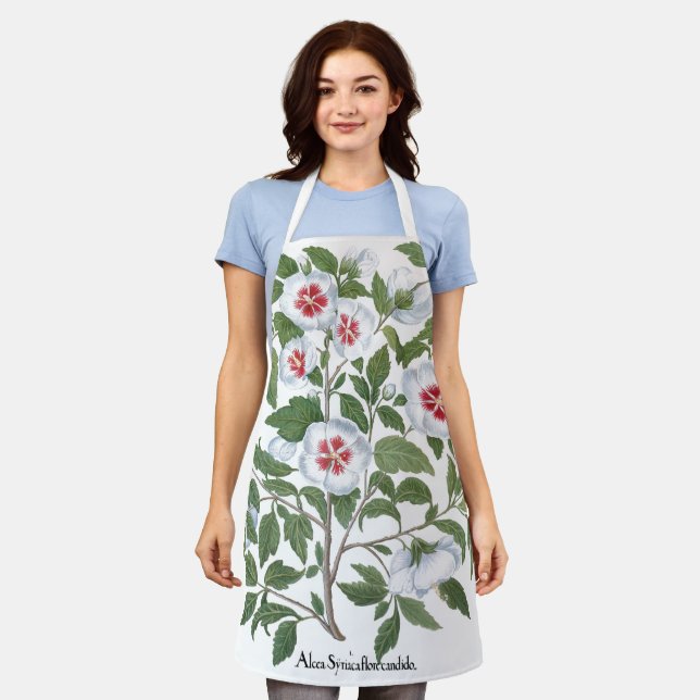 Tablier Fleurs d'Hibiscus Vintage par Basilius Besler (Porté)