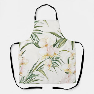 Tablier Fleurs d'orchidées blanches tropicales