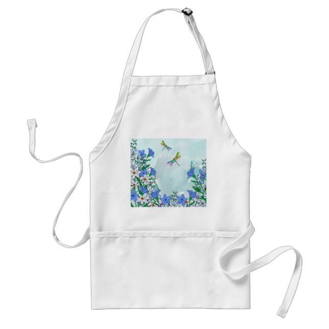 Tablier Fleurs et libellules bleues (Devant)