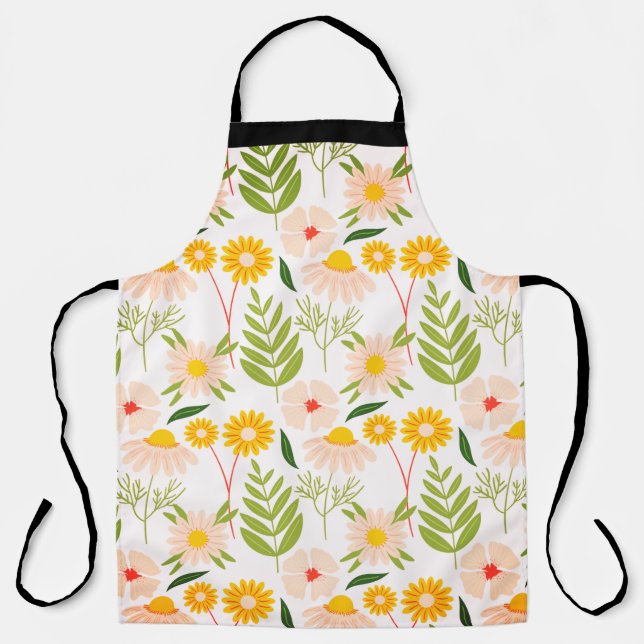 Tablier Fleurs et Motif de jardin Feuille (Recto)