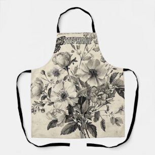 Tablier Fleurs et papillons rustiques - Papier vieilli (8)
