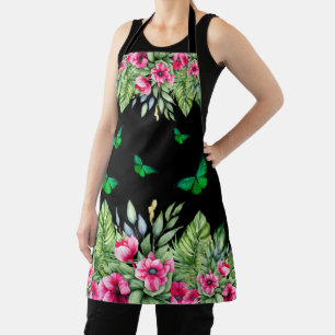 Tablier Fleurs et papillons tropicaux doux