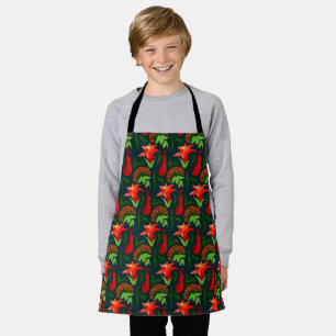 Tablier Fleurs Exotiques Colorées Motif de Feuilles
