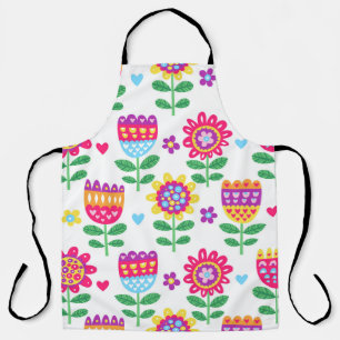 Tablier Fleurs gaies Vintage Motif coloré
