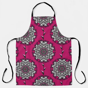 Tablier Fleurs Graphiques Florales rose sans joint