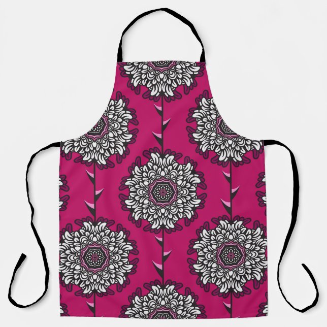 Tablier Fleurs Graphiques Florales rose sans joint (Recto)
