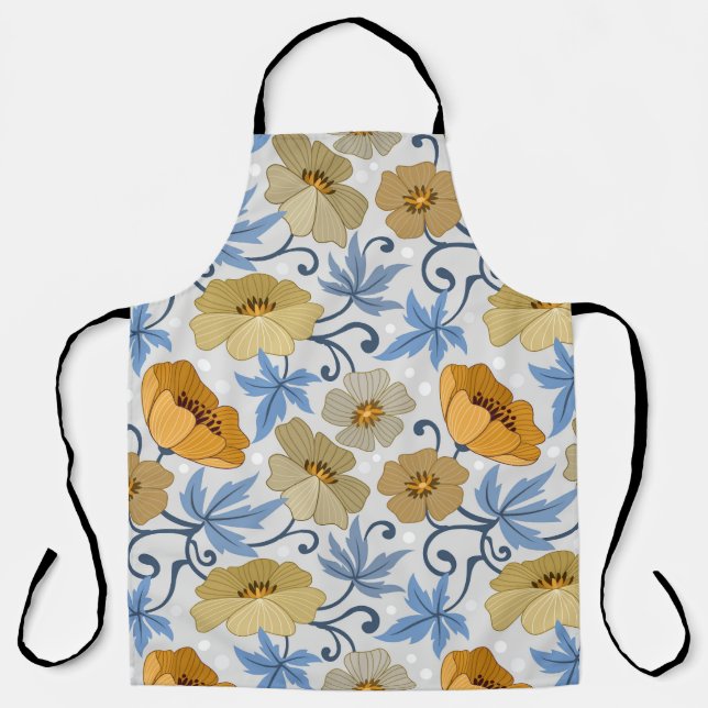 Tablier Fleurs Jaunes : Conception Textile sans joint (Recto)