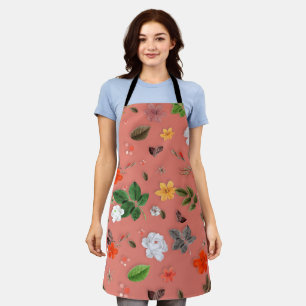 Tablier Fleurs jaunes et roses blanches 19