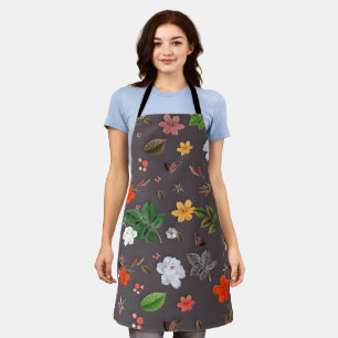 Tablier Fleurs jaunes et roses blanches 26