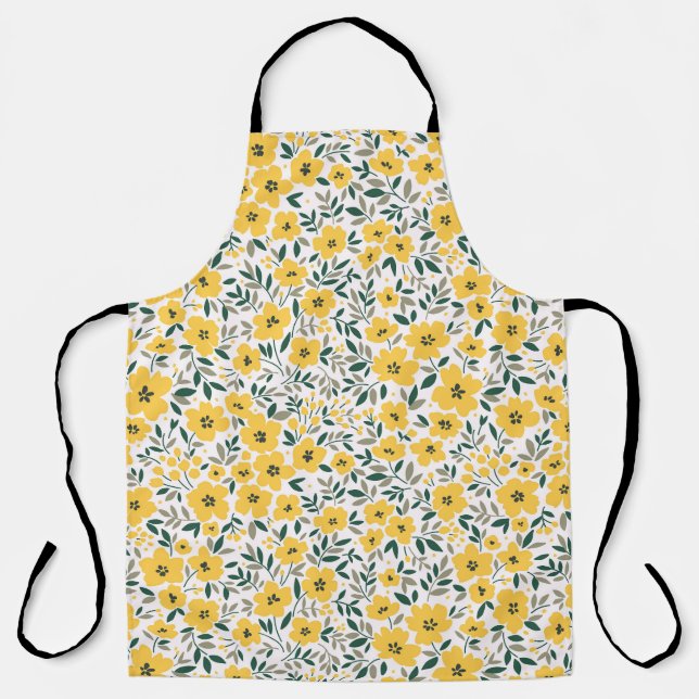 Tablier Fleurs jaunes : moderne floral sans soudure. (Recto)