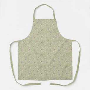 Tablier Fleurs jetées sur vert olive - motif sans soudure.