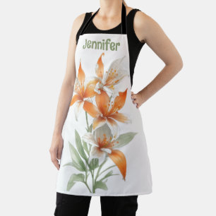 Tablier Fleurs Lys Orange Personnalisées
