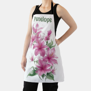 Tablier Fleurs Lys Orientales Roses Personnalisées