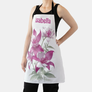 Tablier Fleurs Lys Violettes Personnalisées