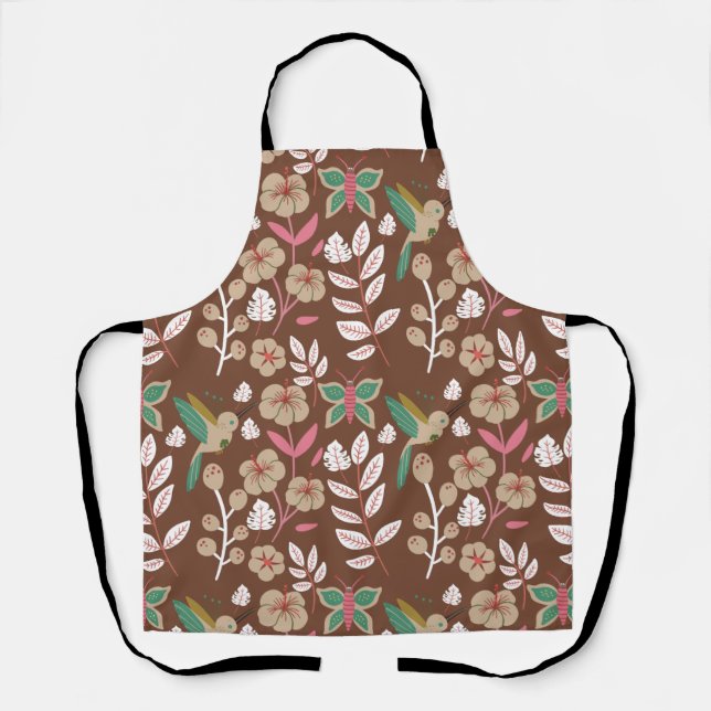 Tablier Fleurs motifs florales sans soudure, feuilles, pap (Recto)