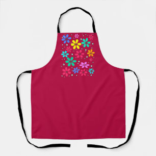 Tablier Fleurs multicolores marguerites somm arrière - pla