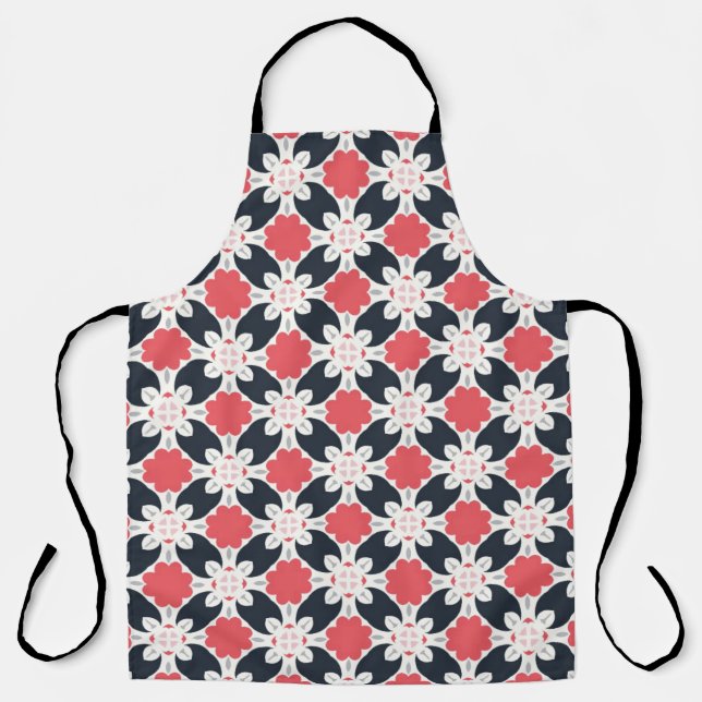 Tablier Fleurs noires et Motif de fleurs roses (Recto)