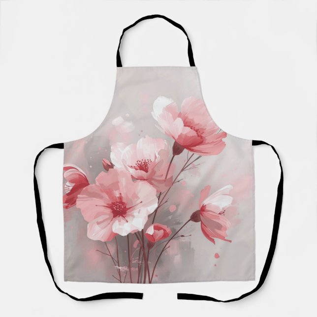 Tablier Fleurs rose, blanc et gris (Recto)