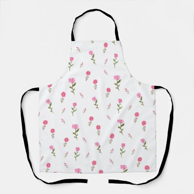 Tablier fleurs roses motif (Recto)
