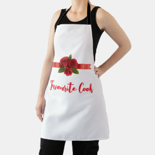 Tablier Fleurs Rouges Cuisinier Préféré