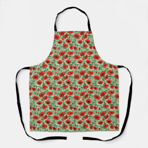 Tablier Fleurs sans couture avec des coquelicots rouges et