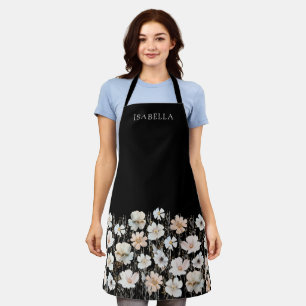 Tablier Fleurs sauvages à l'aquarelle Nom personnalisé