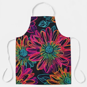 Tablier Fleurs sauvages de néon rose