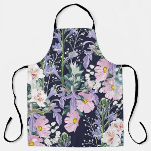 Tablier Fleurs sauvages de printemps : Bleu foncé Vintage.