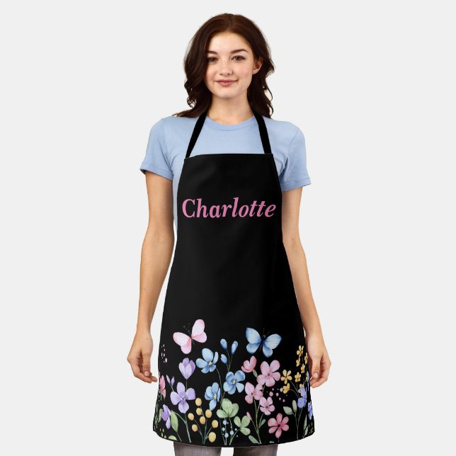 Tablier Fleurs sauvages et papillons (Porté)