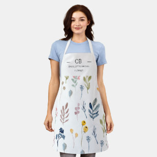Tablier Fleurs sauvages minimalistes modernes Monogrammes