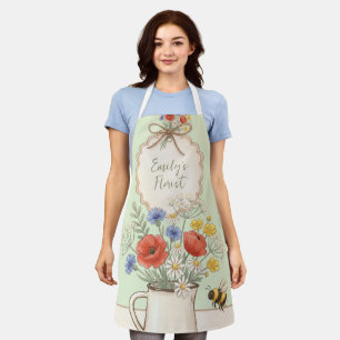 Tablier Fleurs sauvages Nom Fleuriste Vert menthe