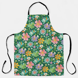 Tablier Fleurs sauvages Pastel En Rose Violet Orange Et Ve