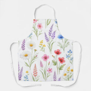 Tablier Fleurs sauvages pastel lavande bleu saumon rose
