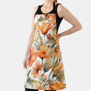 Tablier Fleurs sauvages rouges Aquarelle Art