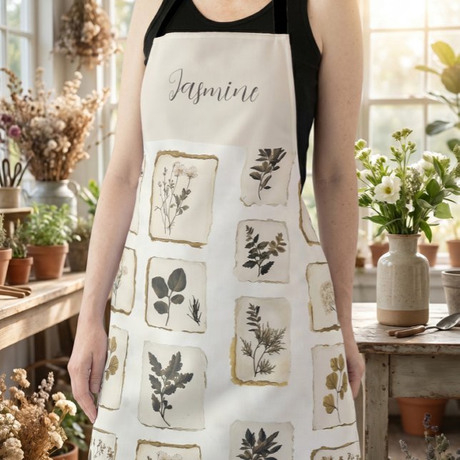 Tablier Fleurs sauvages séchées et pressées de style vinta (Créateur téléchargé)