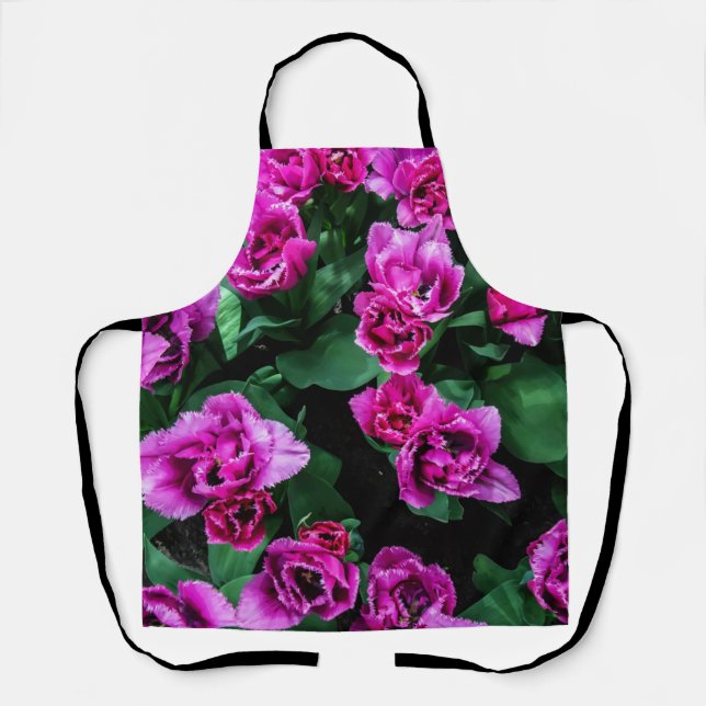Tablier Fleurs tulipes roses (Recto)