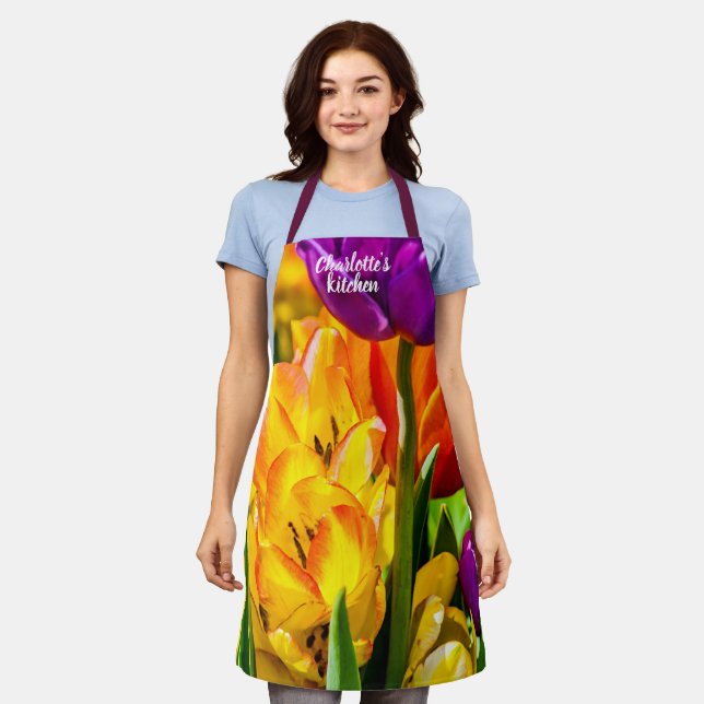 Tablier Fleurs Tulipes séduisantes (Porté)