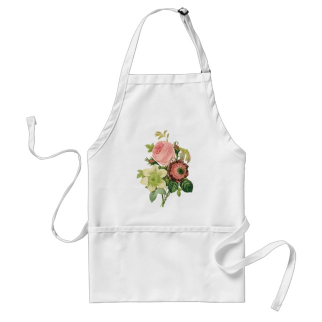 Tablier Fleurs Vintage, Anémones Roses Clematis par Redout (Devant)
