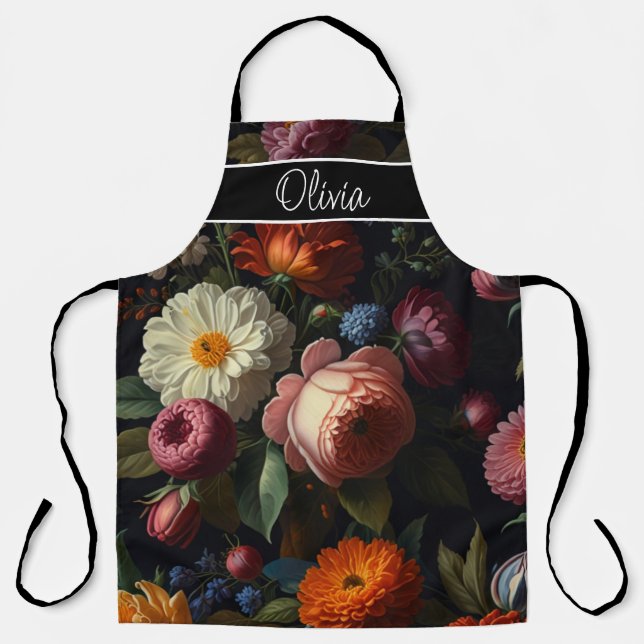 Tablier Fleurs vintage élégantes et sombres (Recto)