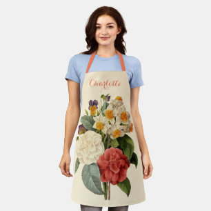 Tablier Fleurs vintages, Camellias et Narcisse, Redoute