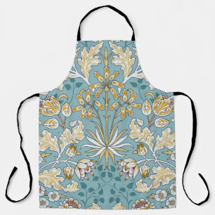 Tablier Fleurs vintages, feuillage bleu clair transparent